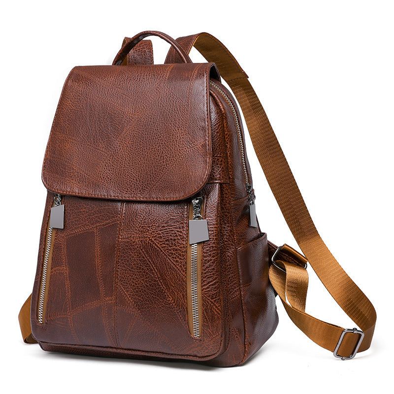 Women Large Capacity Retro Travel Leather Backpack