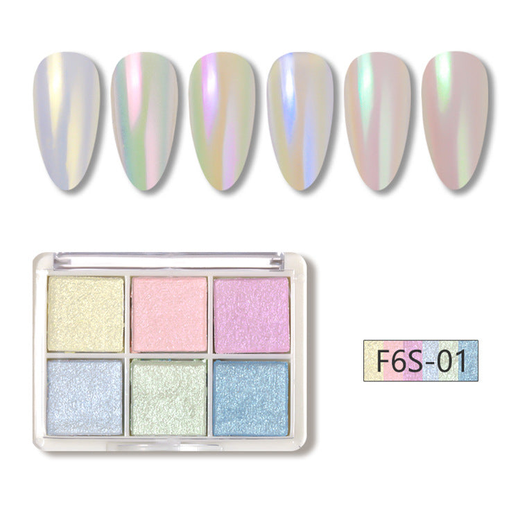 Poudre à ongles effet miroir magique solide à six couleurs