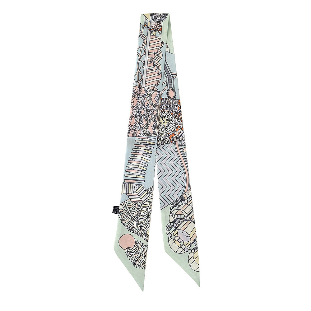 Écharpe à poignée de sac à ruban imprimé à motif géométrique tendance