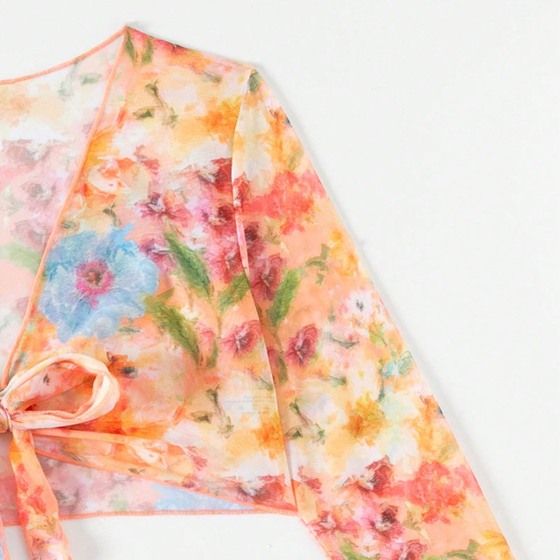 Traje de baño playero con estampado floral para mujer
