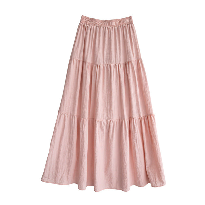 Women Basic Solid Color Long Skirt