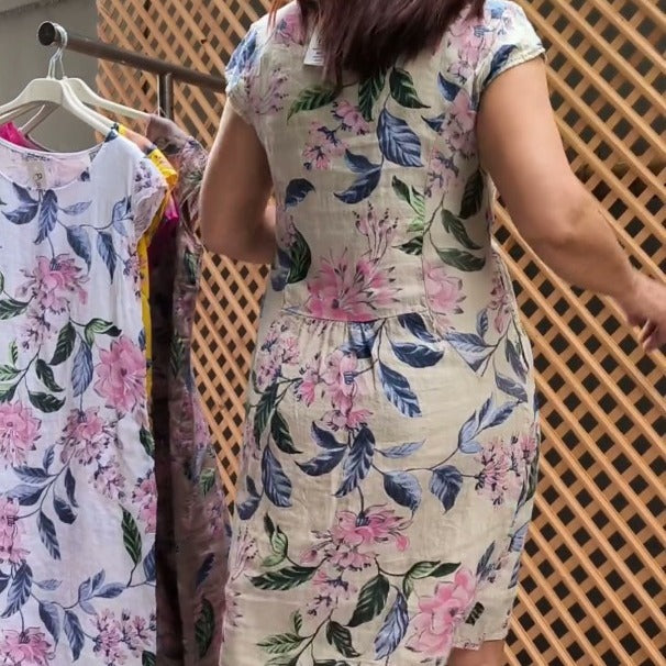 Robe décontractée à manches courtes et col rond pour femme, imprimé floral