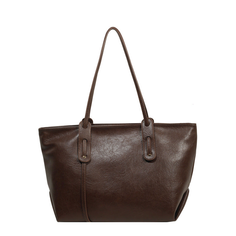 Grand sac fourre-tout décontracté de couleur unie pour femme