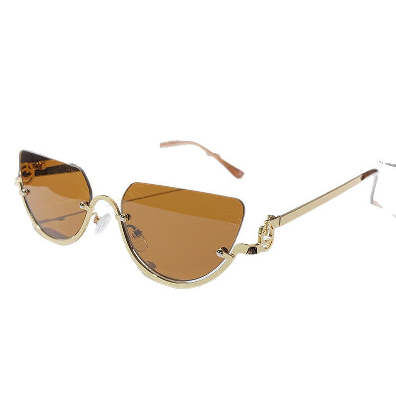 Lunettes de soleil œil de chat rétro à demi-monture pour femmes