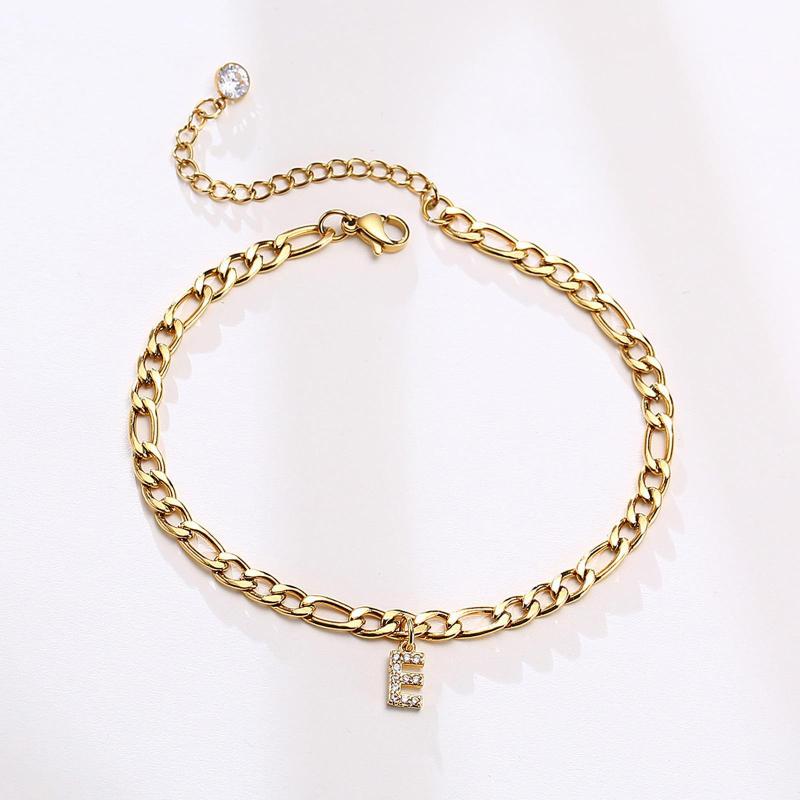 Women Fashion Vacation Beach Alphabet Rhinestone Anklet