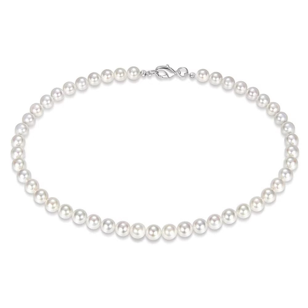 Collar de perlas de imitación de moda simple con cadena de clavícula de cobre