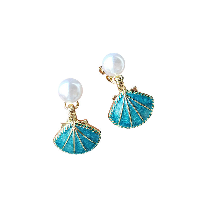 Fashion Pearl Shell Sea Earrings Steel Titanium