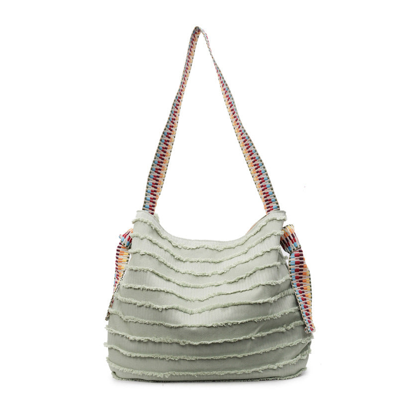 Bolso de hombro de lona informal de moda para mujer con cierre magnético