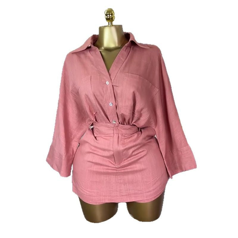 Ensemble deux pièces décontracté d'été à manches chauve-souris pour femme, short taille haute