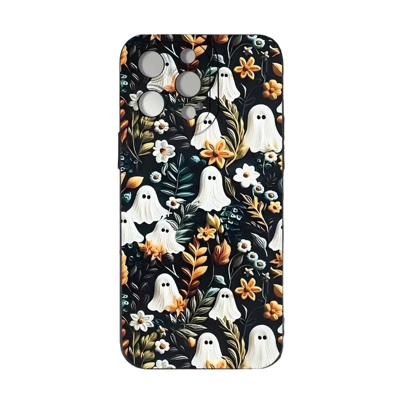 Women Cartoon Halloween Ghost Floral Phone Case TPU