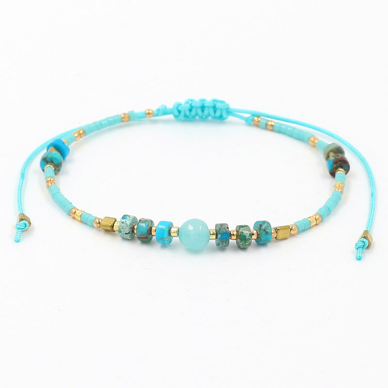 Bohemian Semi-Precious Stone Beads Handwoven Bracelet