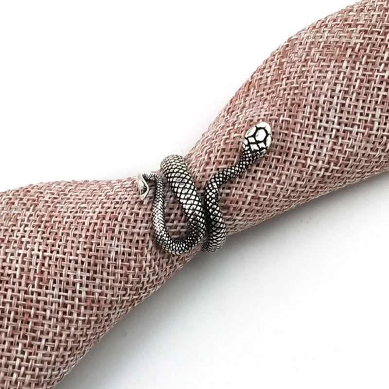 Anillo de serpiente de Halloween chapado en plata antigua exagerado para hombre