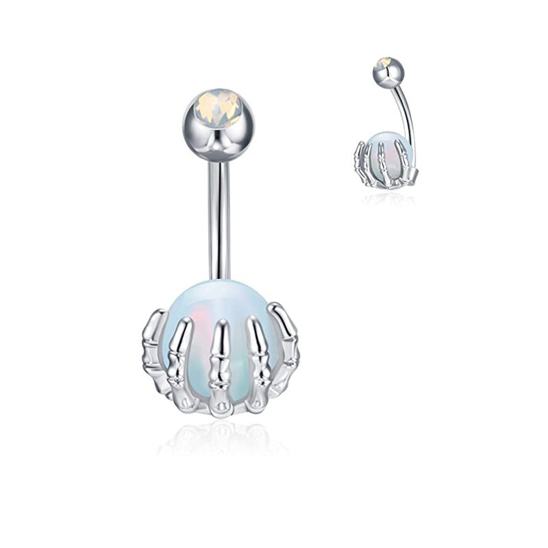 Piercing de nombril turquoise en forme de tête de mort pour femme