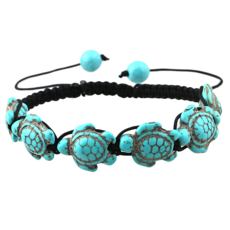 Bohemian Green Turquoise Turtle Design Bracelet