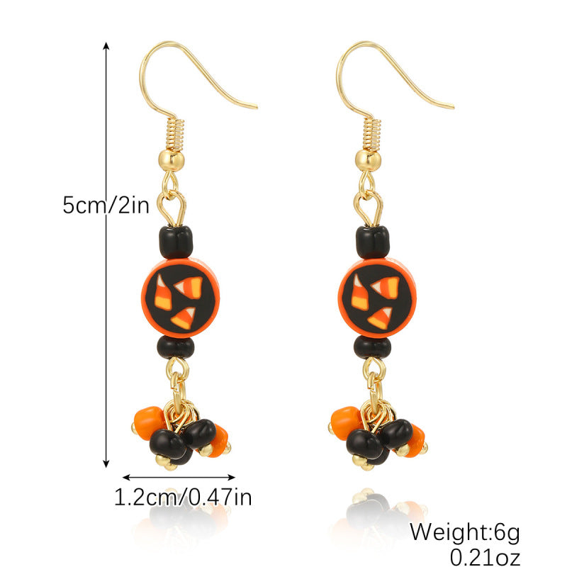Halloween Women Creative Pumpkin Skull Bat Earrings