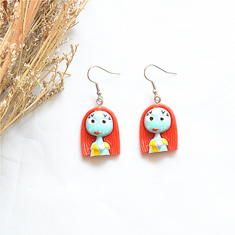 Pendientes de calavera de demonio y zombi para mujer, de Halloween