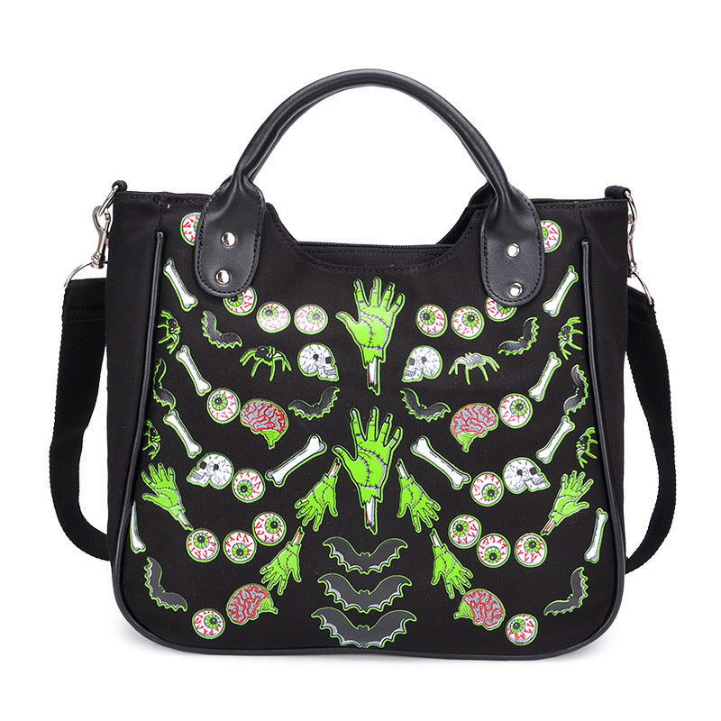 Bolso de lona con estampado de calavera personalizado de Halloween para mujer