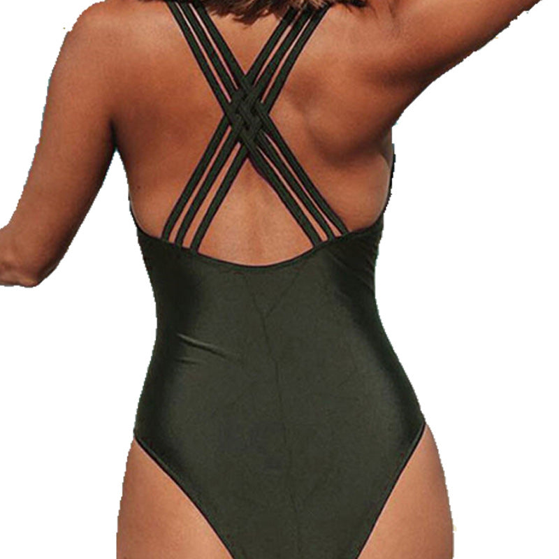 Women Summer Vacation Camouflage Print One-Piece Swimwear