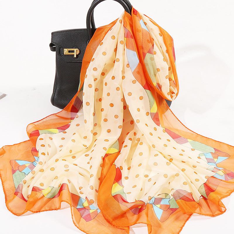 Women Fashion Spring Summer Color Blocking Chiffon Scarf