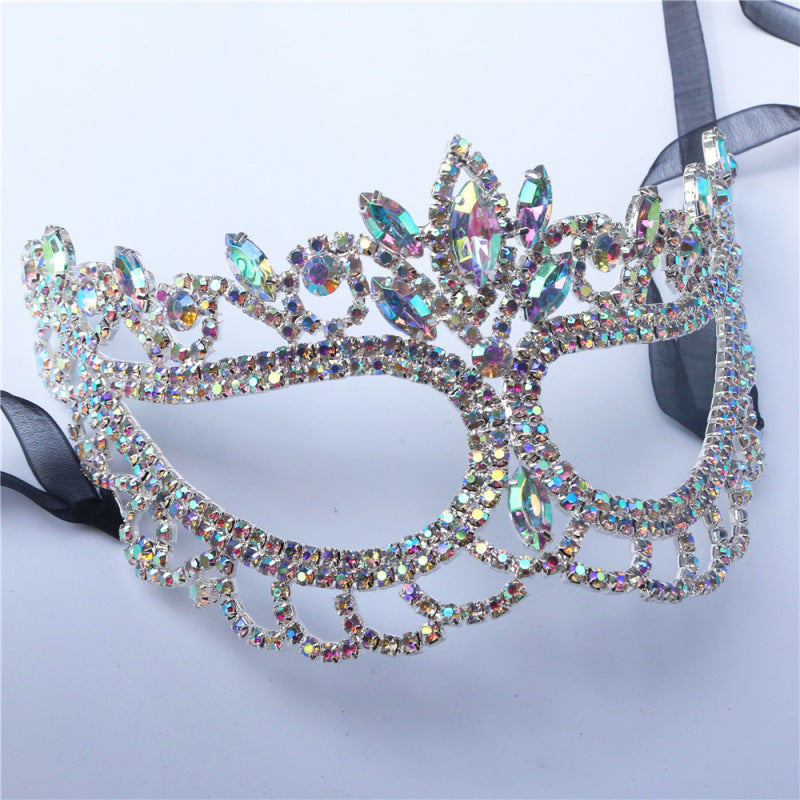 Masque d'Halloween multicolore à strass pour femme