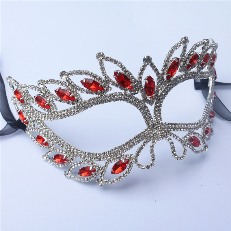 Máscara de fiesta de mascarada brillante con diamantes de imitación de moda para mujer
