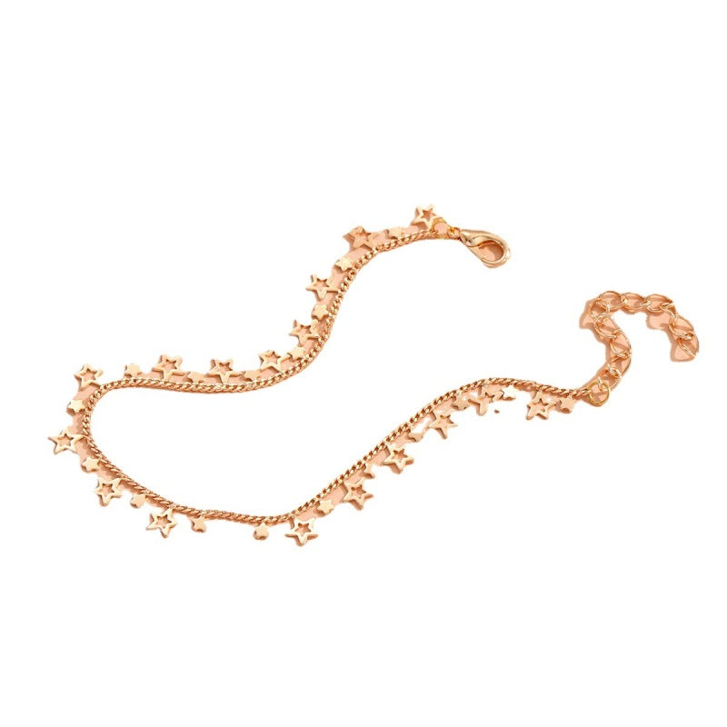 Tobillera bohemia de múltiples capas con corazón y estrella