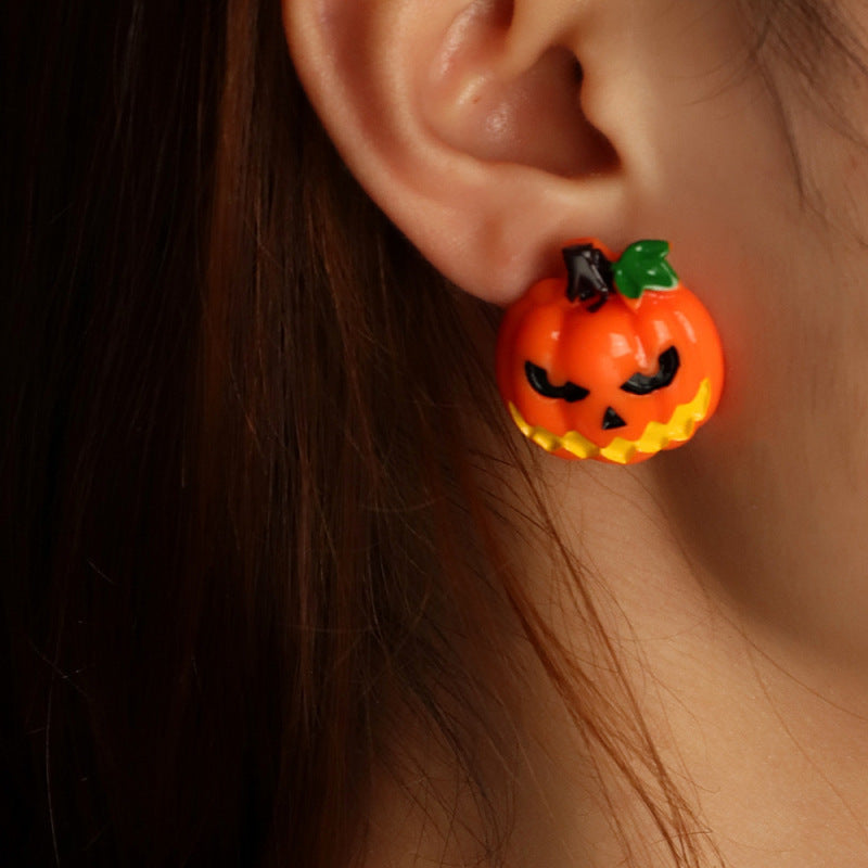 Halloween Resin Ghost Pumpkin Earrings for Women