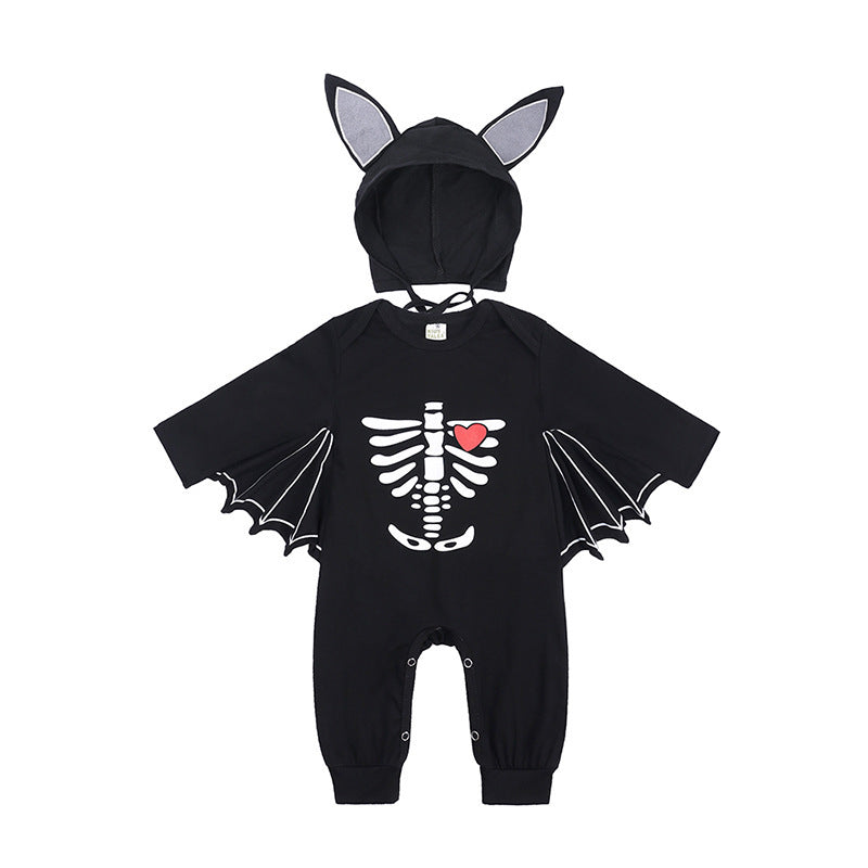 Halloween Baby Cotton Skeleton Romper with Bat Design