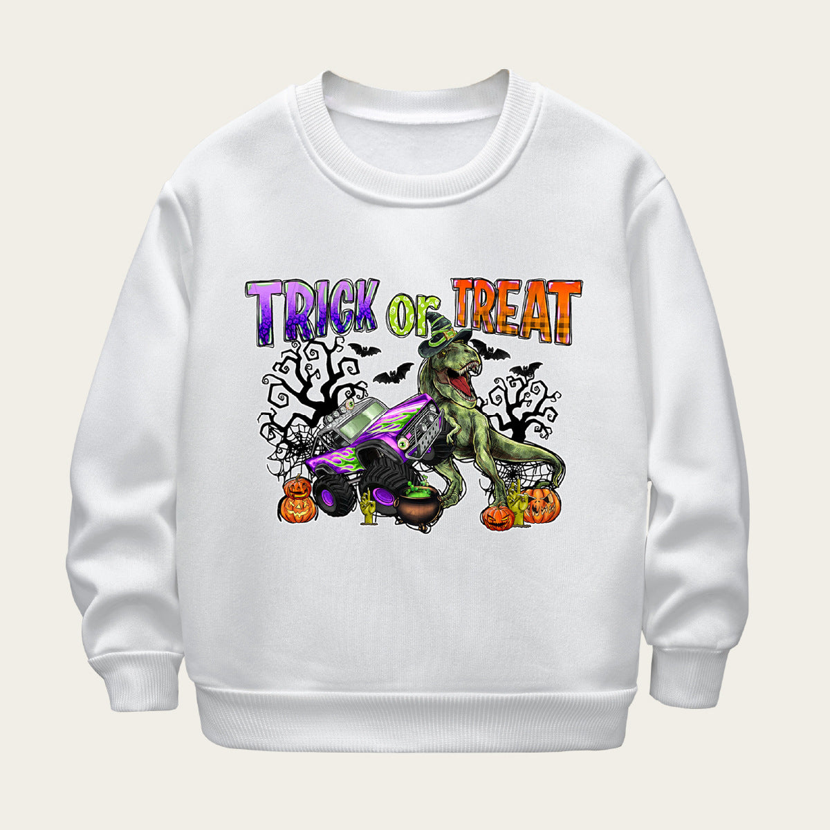Kids Toddler Boys Girls Casual Halloween Print Fleece Sweatshirt