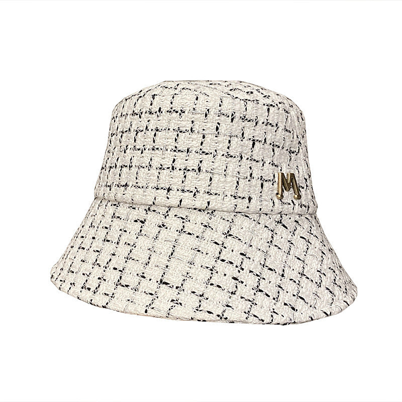 Sombreros de pescador vintage con letra M de metal para mujer