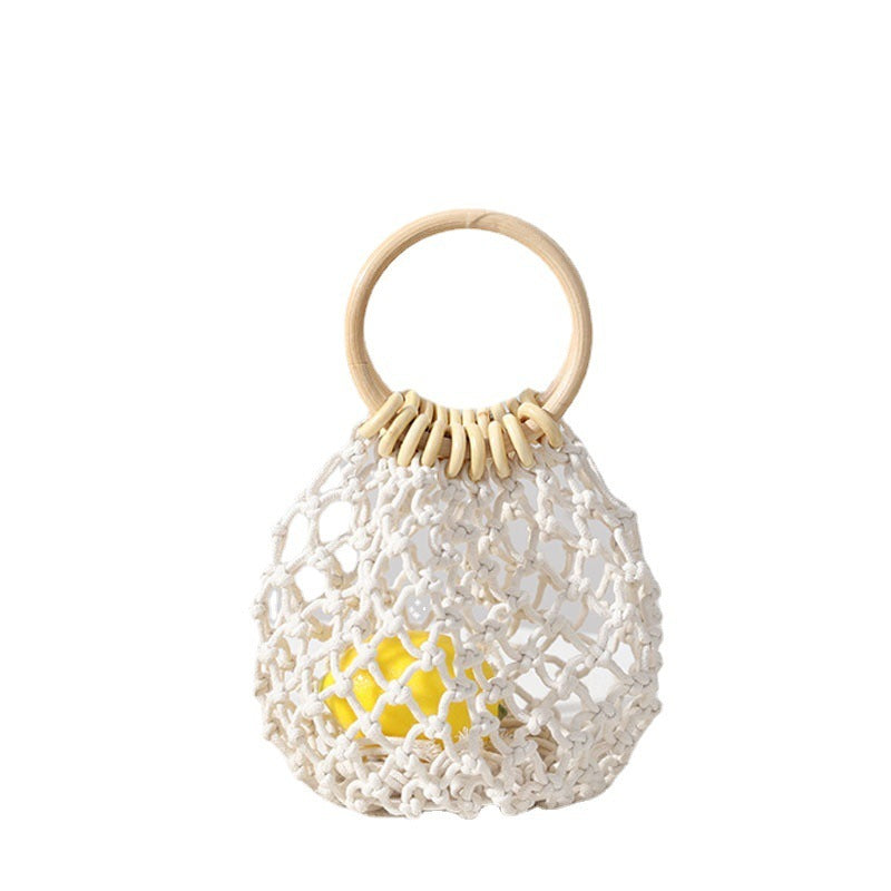 Bohemian Holiday Beach Woven Straw Tote Bag