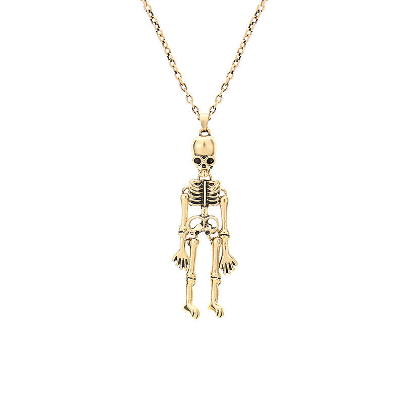 Collar de metal con colgante de esqueleto unisex de Halloween