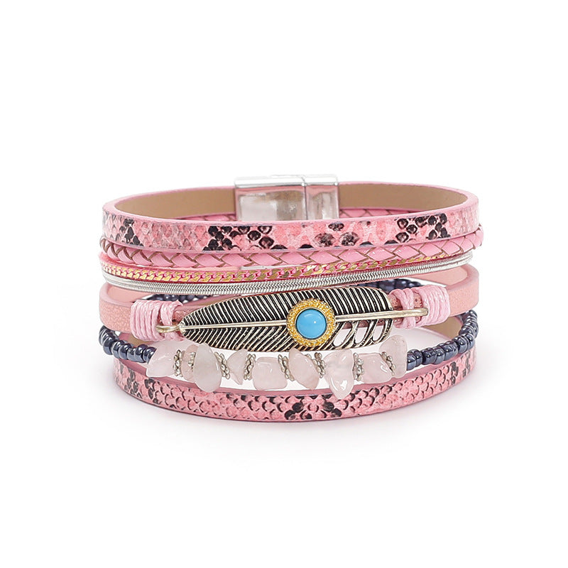 Pulsera con hebilla magnética de turquesa bohemia