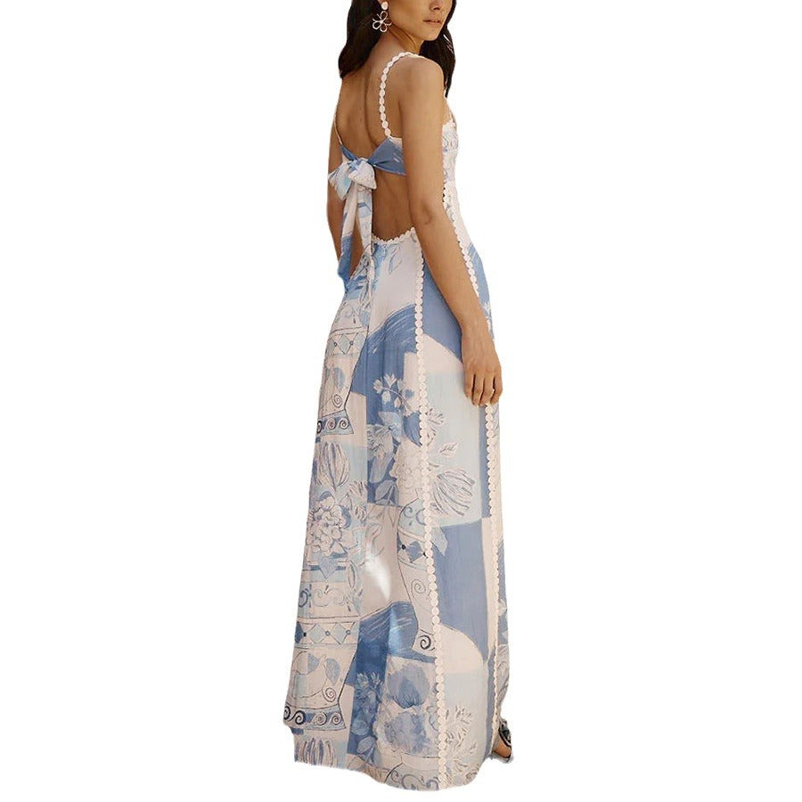 Women Vacation Loose Print Maxi Dress