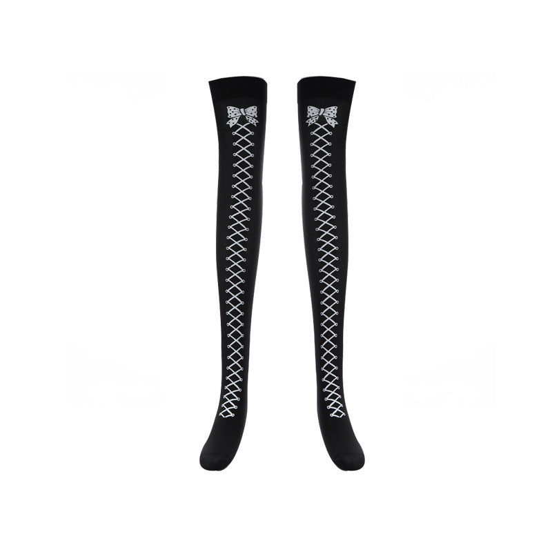 Women Funny Halloween Skeleton Bat Spider Web Stockings