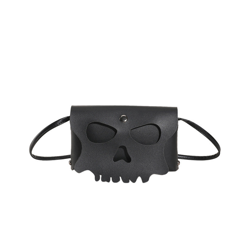 Sac bandoulière tendance et créatif à motif tête de mort de couleur unie