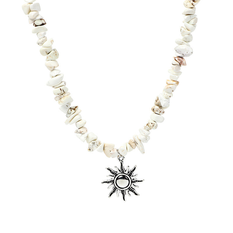Collar con colgante de grava natural de estilo bohemio
