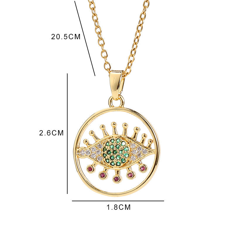 Collar con colgante de ojo de diablo de circonita multicolor para mujer