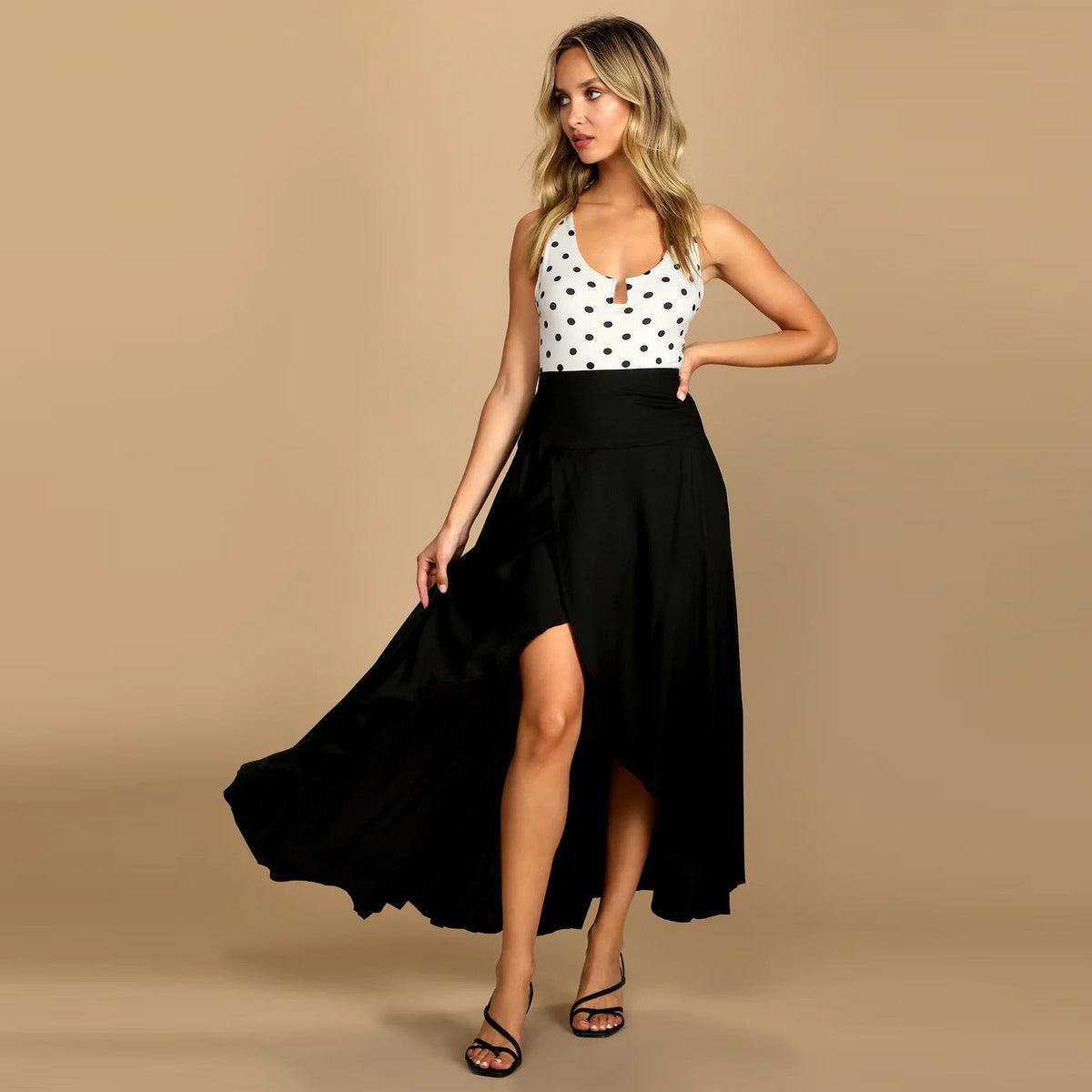 Falda irregular suelta de color sólido informal de verano para mujer