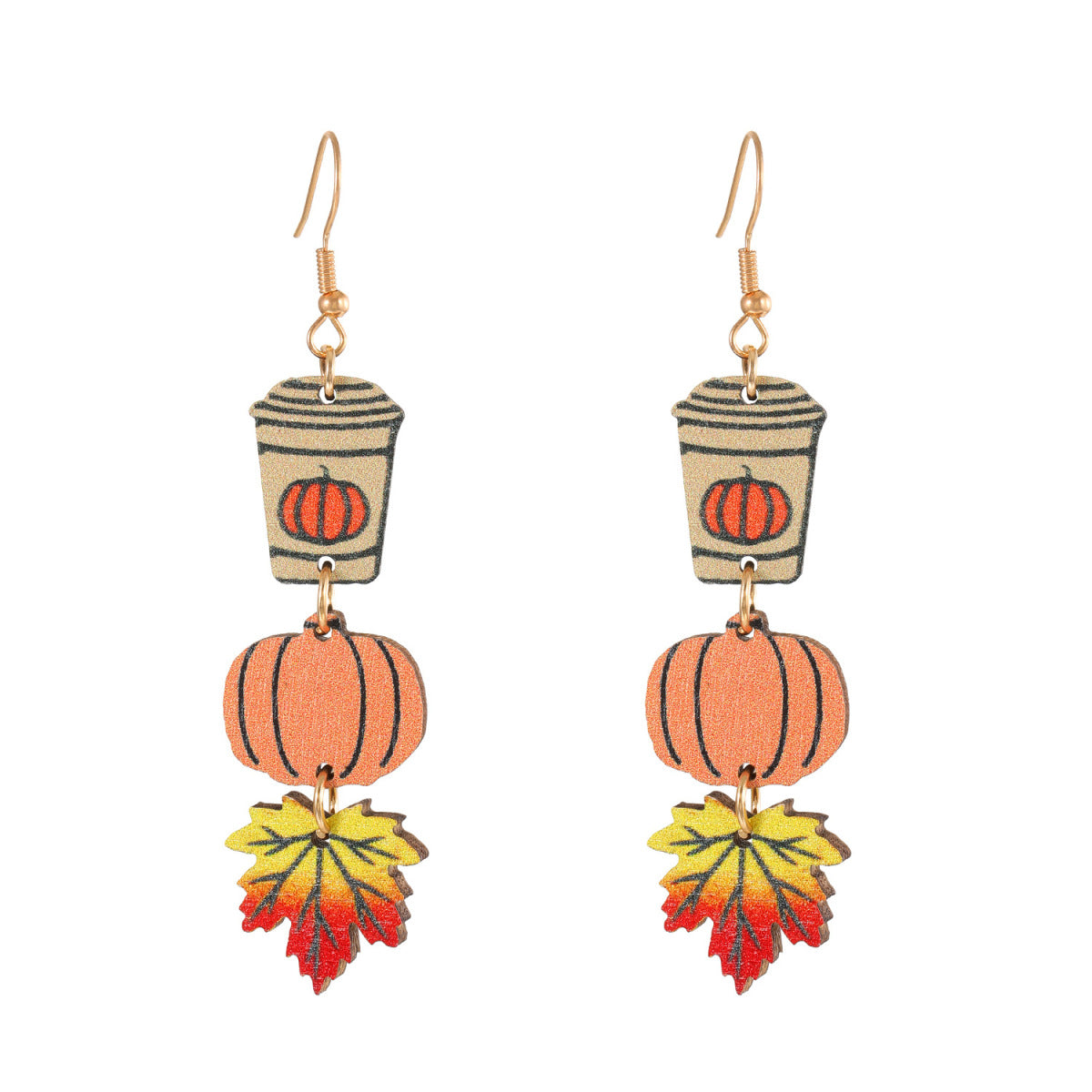 Halloween Women Cartoon Gothic Black Cat Ghost Pumpkin Wooden Earrings
