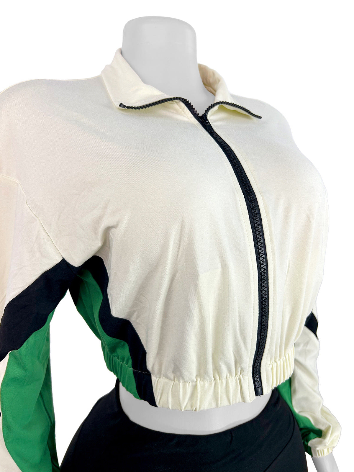 Women Contrast Color Zipper Long-Sleeved Skinny Sports Set