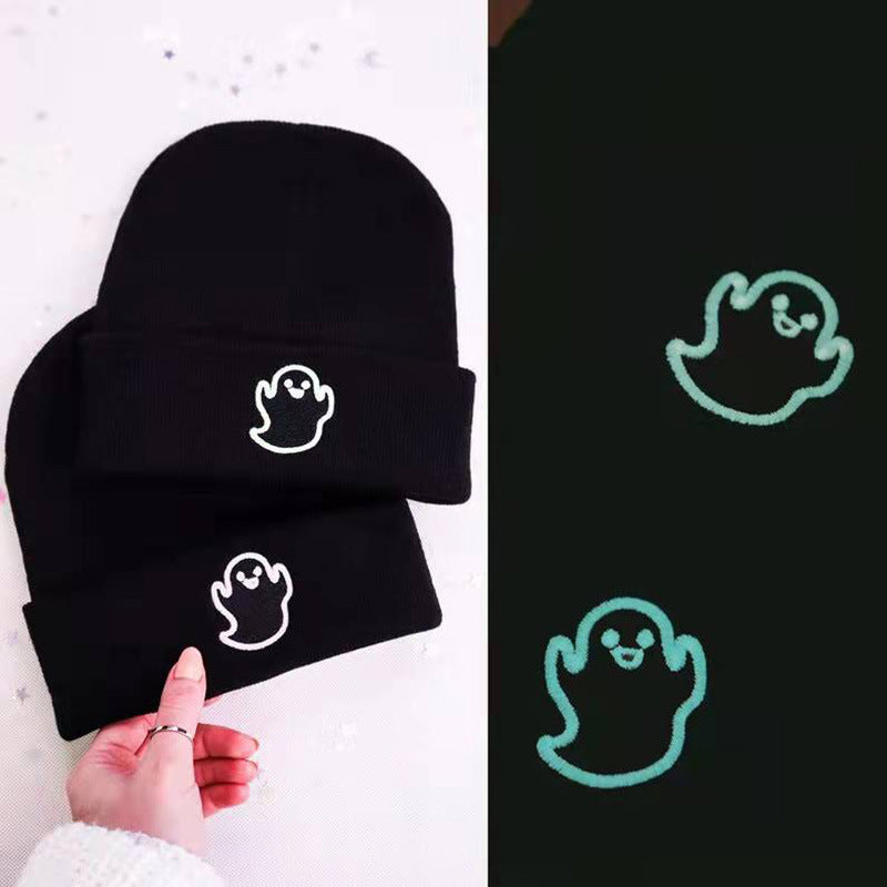 Halloween Cartoon Ghost Embroidered Knitted Hat