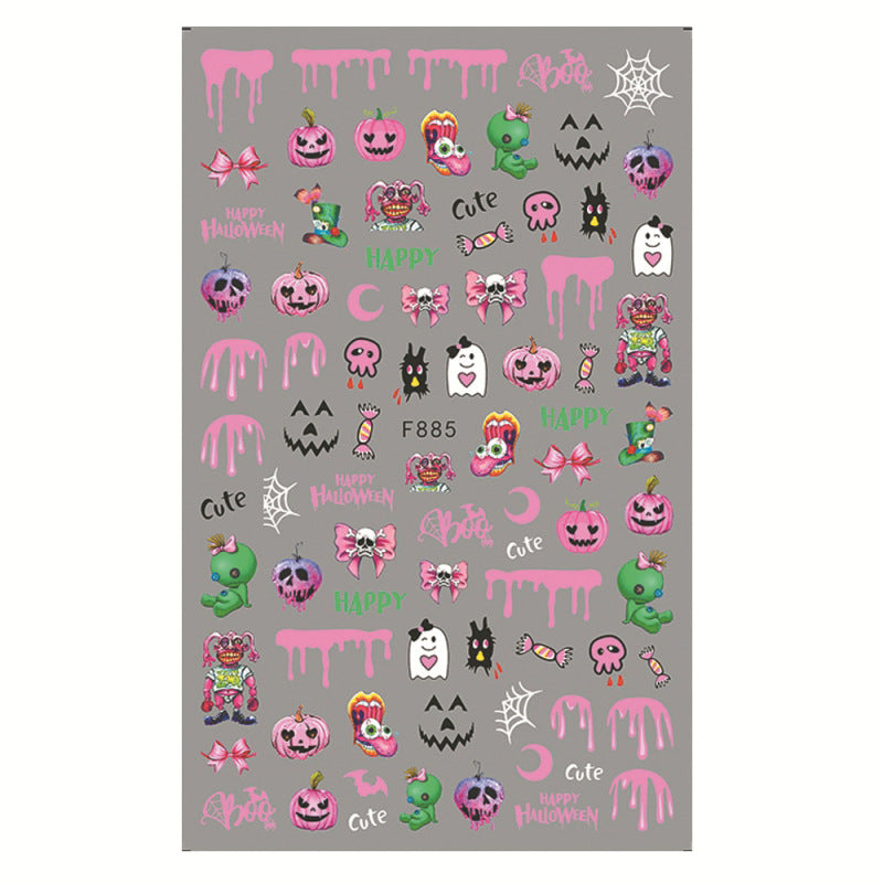 Halloween Ghost Skull Nail Art Stickers With Cartoon Design