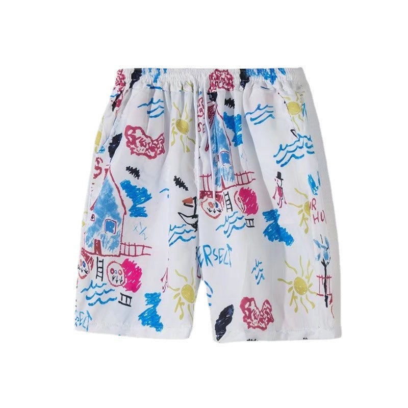 Men's Casual Vacation Tiny Flower Print Shirt Set