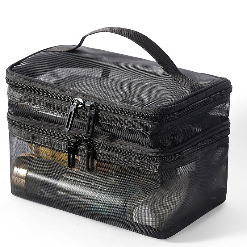 Women Simple Double-Layer Transparent Cosmetic Bag