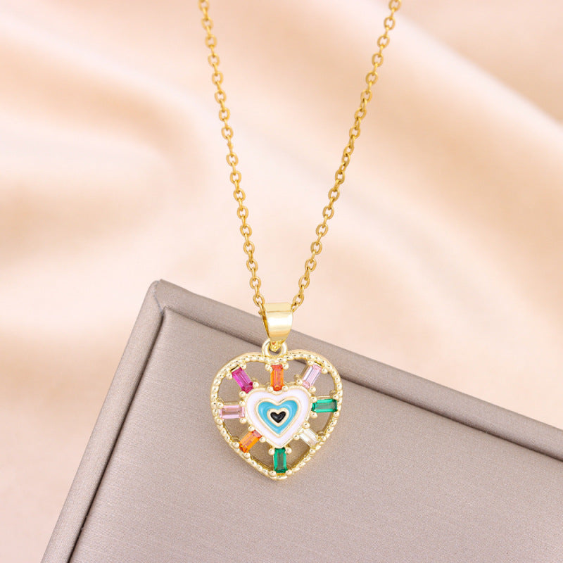 Collar con colgante hueco multicolor bohemio para mujer