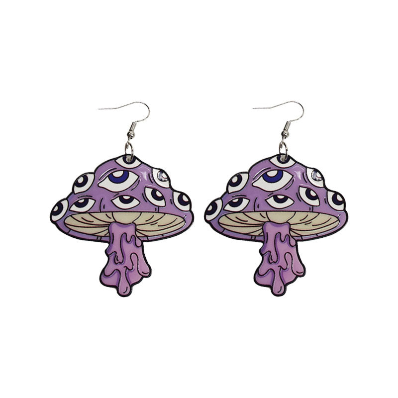 Pendientes acrílicos de Halloween para mujer con diseño de calavera de Diablo, fresa y lápida
