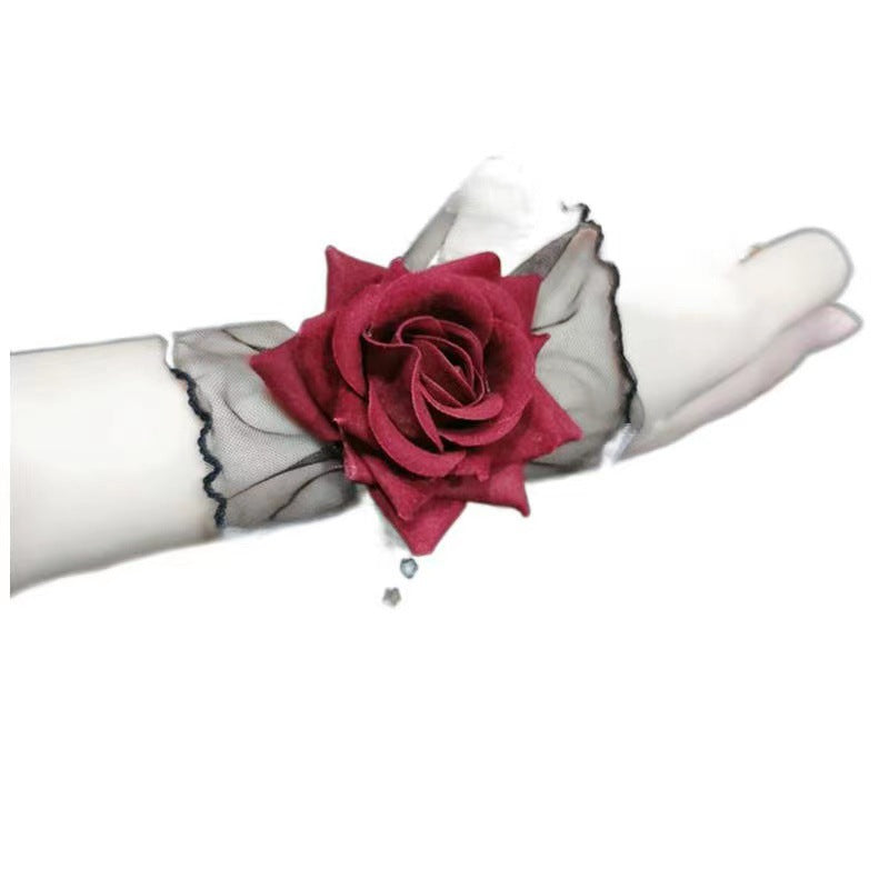 Robe gothique Lolita d'Halloween en dentelle avec manches roses