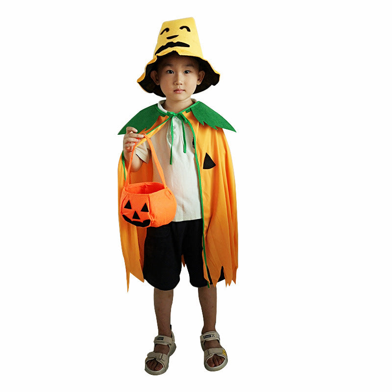 Halloween Children Adult Masquerade Pumpkin Cape Costume