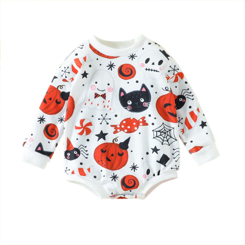 Body con estampado de calabaza de dibujos animados para bebé recién nacido
